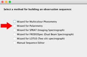 selecting polarimetry wizard wizard selection